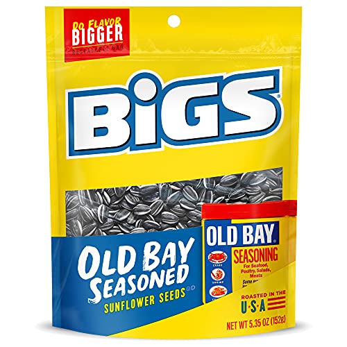 BIGS Old Bay Gewürzte Sonnenblumenkerne, Keto-freundlicher Snack, 152 ml, Beutel (12 Stück) von bigs