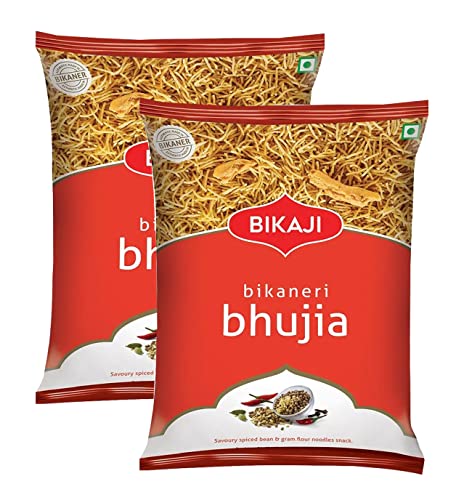 Bikaji Bhujia Snack 200 g – Aslee Bikaneri Namkeen Anytime Snack-Beutel, traditionell, indisch, salzig, knusprig, 2 Stück von BIKAJI