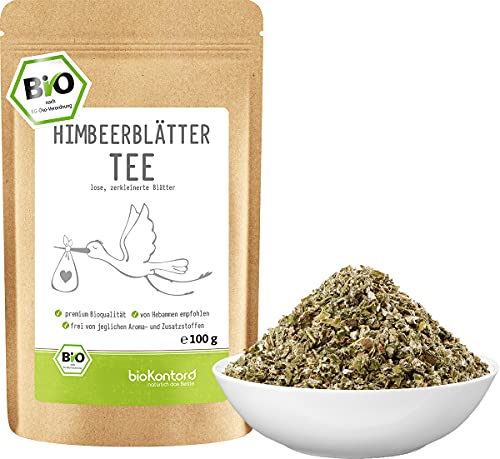 Himbeerblättertee BIO 100g | 100% - naturbelassen | Himbeerblätter getrocknet | Premiumqualität - Himbeerblättertee Schwangerschaft | bioKontor von bioKontor