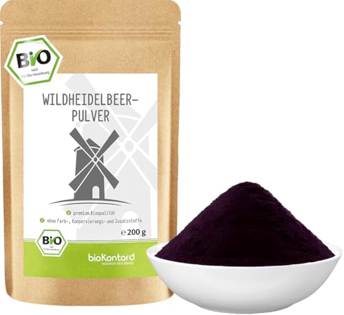 Wilde Heidelbeere bio Pulver 200 g - gefriergetrocknetes Wildheidelbeerpulver bio 200 g - EU-Landwirtschaft - Vaccinium Myrtillus - ohne Zusätze von bioKontor