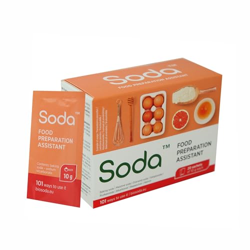 Backnatron Lebensmittelzubereitungshilfe 10 g x 20 Stück (6 Stück) - Baking Soda - Zum Reinigen von Obst, für fluffige Omeletts, zum Aufweichen von Fleisch, zum Reinigen von Küchenutensilien von bioSoda TM