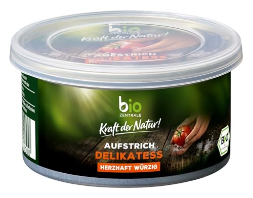 biozentrale Aufstrich Delikatess | 125 g | vegan, gluten- und laktosefrei | herzhaft würziger Brotaufstrich mit Nährhefe | lecker auf Brot, Reis- & Maiswaffeln sowie Knusperbrot (Packung mit 10) von bioZentrale