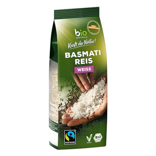 biozentrale Basmatireis weiß | 7x500g | Fairtrade-zertifiziert | Traditionelles Getreide | Perfekt für orientalische Gerichte & Currys | Sehr gut recycelbare Verpackung (Monofolie) von bioZentrale