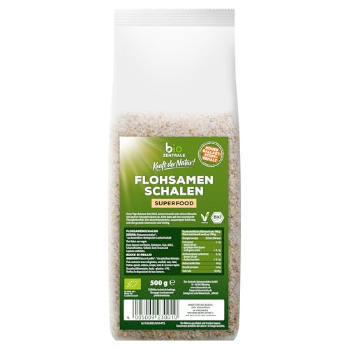 biozentrale Bio Flohsamenschalen 500 g | Vorteilspack | hoher Ballaststoffgehalt | Von Natur aus vegan | Alternative zu Leinsamen und Chiasamen | Superfood von bioZentrale