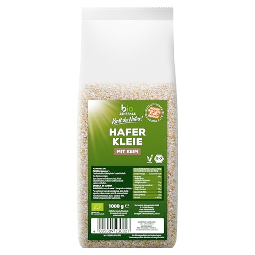 biozentrale Bio Haferkleie 1kg | Vorteilspack | Ballaststoffreiche Proteinquelle | Von Natur aus vegan | Aus EU Landwirtschaft | zuckerarm von bioZentrale