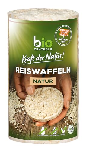 biozentrale Bio Reiswaffeln Natur | 12er Pack (12x100 g) | Ballaststoffquelle | Vegan | Glutenfrei | Mit Sesam verfeinert von bioZentrale