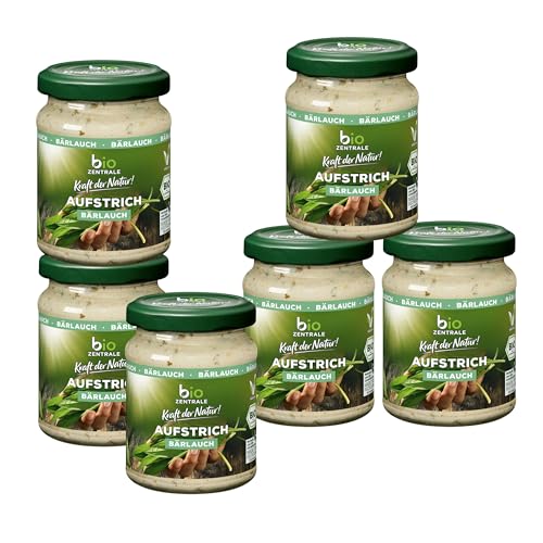 biozentrale Brotaufstrich Bärlauch | 6 x125g (6er Pack)| vegan, gluten und laktosefrei | cremig mit feinen Bärlauchstückchen | lecker auf Brot oder zum Verfeinern von Gerichten von bioZentrale