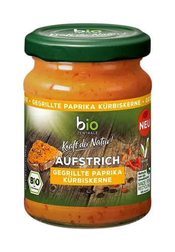 biozentrale Brotaufstrich gegrillte Paprika Kürbiskerne, 6 x 125 g, vegan & glutenfrei, mit 45% gegrillter Paprika, mit Kürbiskernen verfeinert, lecker auf Brot oder zum Verfeinern von Gerichten von bioZentrale