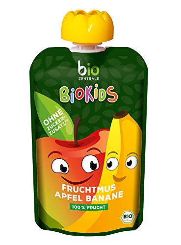 biozentrale Fruchtmus Beutel Apfel-Banane | 90g Früchte | Quetschbeutel & Quetschies mit 100% Frucht | Idealer Früchtebrei & Fruchtpüree ohne Zuckerzusatz von bioZentrale