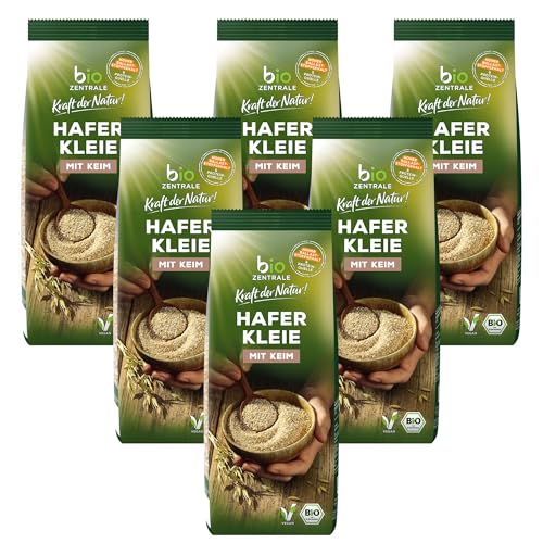 biozentrale Haferkleie | 6 x 500 g Bio Haferkleie | Ideal für Müsli & Backen | ballaststoffreiche Proteinquelle von bioZentrale