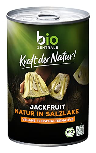 biozentrale Jackfruit Natur in Salzlake | 400 ml Bio vegane Fleischalternative | glutenfrei & ohne Soja | fettarme Ballaststoffquelle, fleischähnliche Textur von bioZentrale