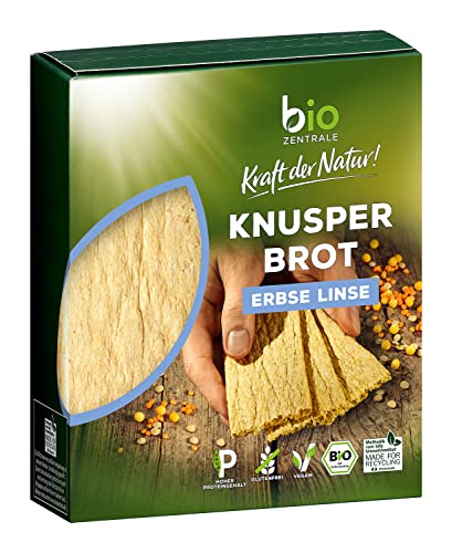 biozentrale Knusperbrot Erbse Linse | 7 x 100 g Bio-Knusperbrot | vegan & glutenfrei | knusprig luftige Alternative zu Brot & Knäckebrot | als Snack pur oder mit Aufstrich von bioZentrale