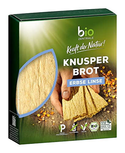 biozentrale Knusperbrot Erbse Linse - 7x100g (7er Pack) Bio-Knusperbrot - vegan & glutenfrei - knusprig luftige Alternative zu Maiswaffeln, Reiswaffeln und Knäckebrot von bioZentrale