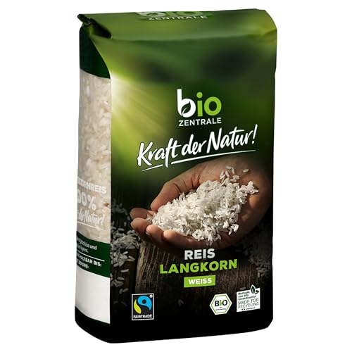biozentrale Langkornreis weiß | 7x500g | Fairtrade-zertifiziert | Traditionelles Getreide | Perfekt für orientalische Gerichte & Curry-Kreationen | Sehr gut recycelbare Verpackung (Monofolie) von bioZentrale