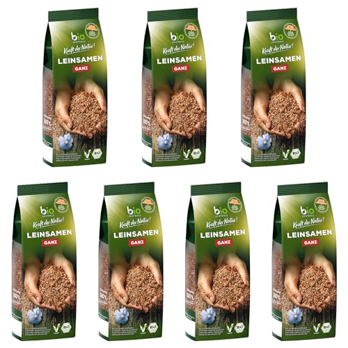 biozentrale Leinsamen ganz | 7 x 400 g Bio Leinsamen | Ideal zu Jogurt, Müsli & zum Backen von Brot | Flohsamen, Hanfsamen & Chia Samen Alternative von bioZentrale