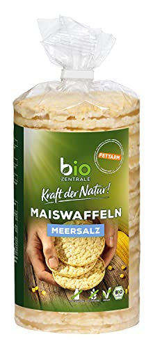 biozentrale Maiswaffeln Meersalz | 120 g Bio Maiswaffeln | vegan, gluten- und laktosefrei | nur 3 Zutaten | fettarm | nicht frittiert | perfekter Snack für unterwegs von bioZentrale