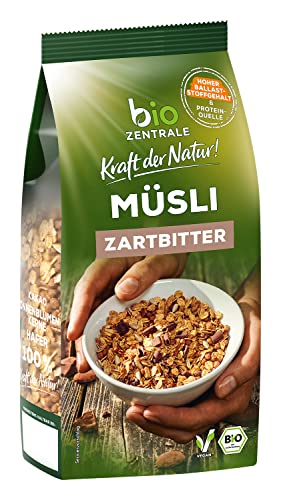 biozentrale Müsli Zartbitter | 500 g Bio vegan | Ideal zum Frühstück und für den Müslibecher 2 go | Alternative zum Müsli Riegel von bioZentrale