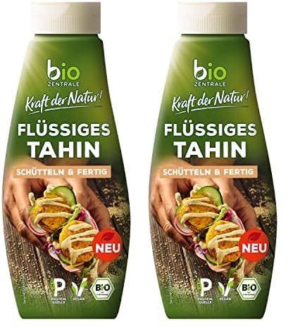 biozentrale flüssiges Tahin | 310 g | vegan & glutenfrei | in der Squeezeflasche, schütteln & fertig | Proteinquelle | als Topping für Bowls oder zum Verfeinern von Dips (Packung mit 2) von bioZentrale