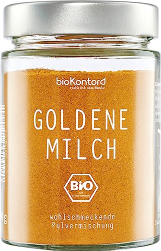 Goldene Milch Pulver BIO 150 g I 100% natürlich | traditionell mit premium Zutaten ohne Zuckerzusatz I bio Kurkuma Latte im Glas I kontrolliert biologischer Anbau I bioKontor von bioKontor