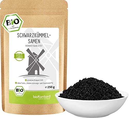 Schwarzkümmelsamen BIO ganz 250 g – echter Schwarzkümmel ägyptisch - Nigella sativa - Rohkostqualität von bioKontor von bioKontor