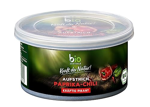 biozentrale Aufstrich Paprika-Chili | 125 g | vegan, gluten- und laktosefrei | kräftig pikanter Brotaufstrich mit Nährhefe | lecker auf Brot, Reis- & Maiswaffeln sowie Knusperbrot von bioZentrale