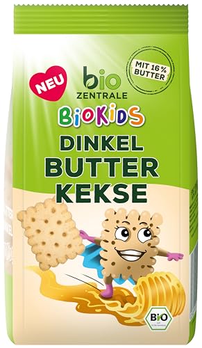 biozentrale BioKids Dinkel Butterkekse | 7 x 125g | Knusprig mit 16% Butter | Ideal als Snack & für unterwegs von bioZentrale