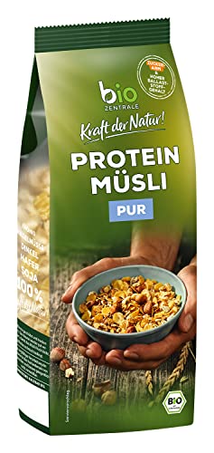 biozentrale Müsli Protein Pur 375 g, Bio vegan, Ideal vorm Sport, als Früshstück und als Müsli to go, Alternative zum Proteinriegel von bioZentrale