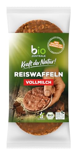 biozentrale Reiswaffeln Vollmilch | 100 g | Bio glutenfrei | Ballaststoffquelle | nicht frittiert und mit 60% Vollmilchschokolade von bioZentrale