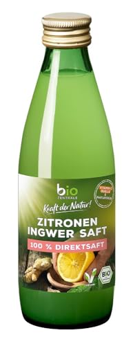 biozentrale Zitronensaft mit Ingwer naturtrüb - 6x250ml (6er Pack) - Vitamin C Quelle - Bio Zitronen und Bio Ingwer - Leichte Schärfe - Für Cocktails, Getränke, Backen, Kochen von bioZentrale