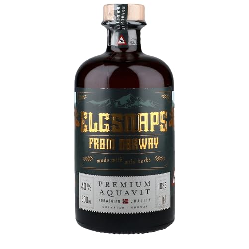 Elch-Schnaps "Elgsnaps" 500ml I Norwegischer Kräuterschnaps mit leichtem Aroma von Anis, Fichten, Kiefern und Heidelbeere & Vanille I 40% vol. von bjornaa finest food