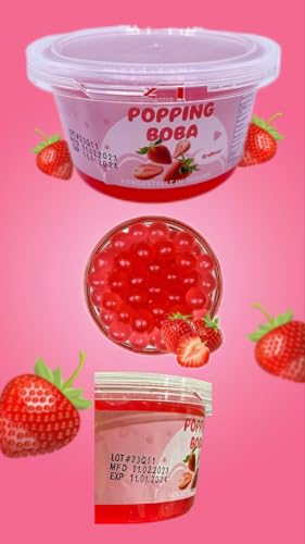 bobatra.de Bubble Tea Popping Boba Premium Fruchtperlen 490 G Boba-Perlen Orig. aus Taiwan (Erdbeere) von bobatra.de