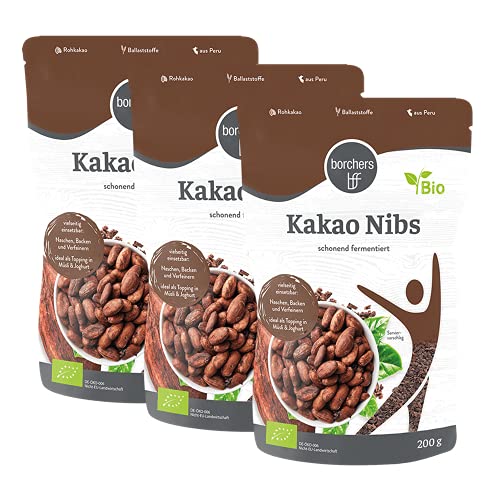 3x borchers Bio Kakaonibs | Bio-Qualität | Roh | Schonend fermentiert | 3x 200 g von borchers