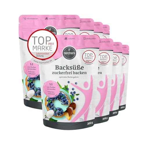 8x borchers Backsüße - Zuckerfrei Backen 8x 300g | Zuckerfrei | zum Backen | optimales Backergebnis | 8x 300g Beutel von borchers