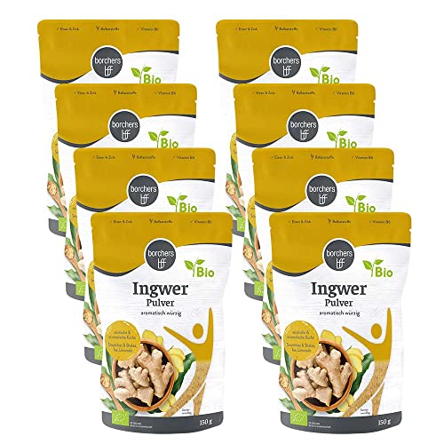 borchers 8x Bio Ingwerpulver | 8x 150g | gemahlen | Ingwer | Reich an Vitamin B6 | 1,2 kg von borchers