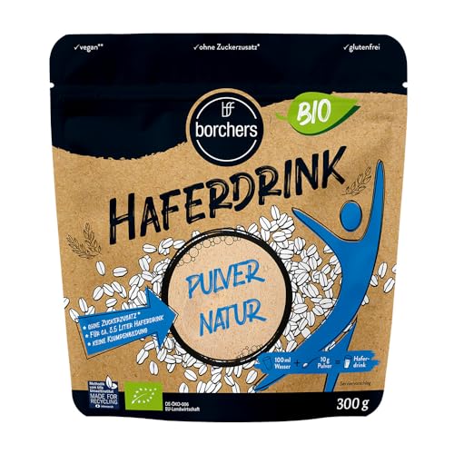 borchers Bio Haferdrink Pulver | Bio-Qualität | 300g | Haferdrink | Milchersatz | Pulver | zum Selbermischen | Instant Haferpulver | ohne Zuckerzusatz | Vegan | Glutenfrei von borchers