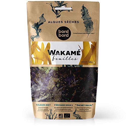 Bord à bord BIO Wakame Blätter 40g aus dem Atlantik | Undaria pinnatifida | Getrocknete Algen | Laborgeprüft für Smoothies oder als Trocken-Gemüse, Menge:1 Stück von bord á bord