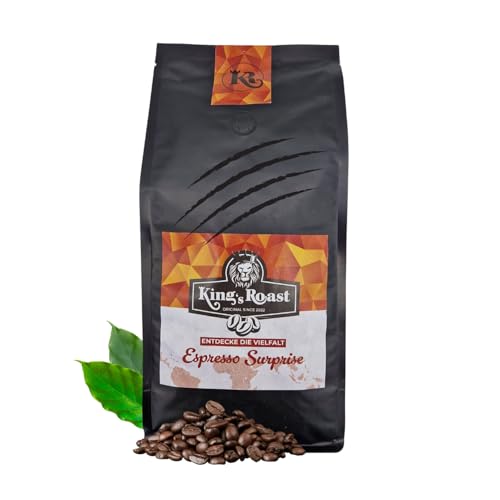 KINGS ROAST - Espresso Surprise - 1kg ganze schonend frisch geröstete Kaffeebohnen in Barista Qualität - 100% Robusta - starker Espresso (1000g) von brandXzilla