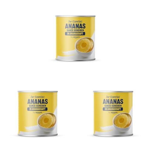 by Amazon Ananas, ganze Scheiben in Ananassaft, 560g (1er-Pack) (Packung mit 3) von by Amazon