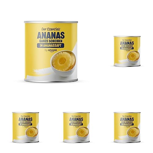 by Amazon Ananas, ganze Scheiben in Ananassaft, 560g (Packung mit 5) von by Amazon