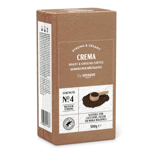 by Amazon Gemahlener Kaffee Espresso Crema, Lichte Röstung, Granulat, 500g – Rainforest Alliance-Zertifizierung von by Amazon