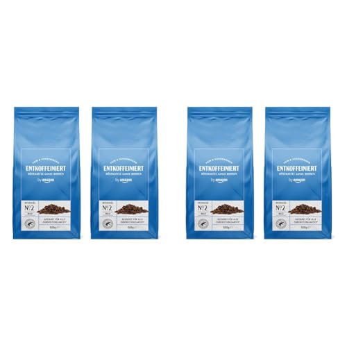 by Amazon Entkoffeinierte Kaffeebohnen Decaffeinato, Leichte Röstung, 1 kg (4 Packungen mit 500g) – Rainforest Alliance-Zertifizierung (Früher Marke Happy Belly) von by Amazon