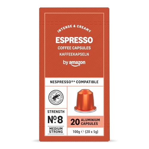 by Amazon Espresso-Kaffeekapseln aus Aluminium, kompatibel mit Nespresso, leicht geröstet, 20 Stück – Rainforest Alliance zertifiziert von by Amazon