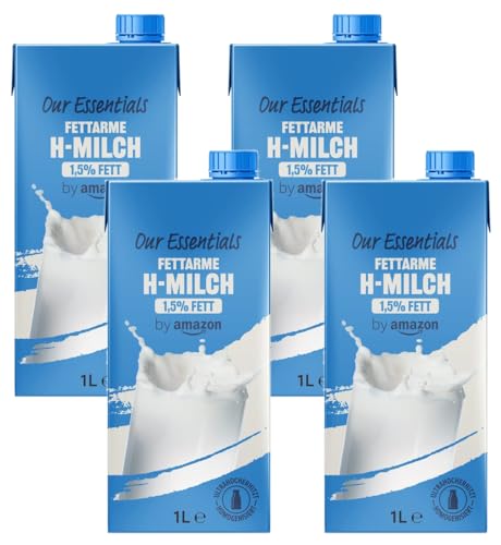 by Amazon Fettarme H-Milch 1,5% Fett, 1L (Packung mit 4) von by Amazon