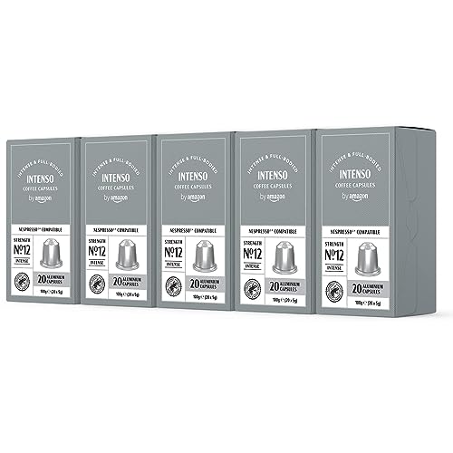 by Amazon Intenso Aluminium-Kaffeekapseln, kompatibel mit Nespresso, Dark Roast, 100 Stück (5 Packungen mit je 20 Stück) – Rainforest Alliance zertifiziert von by Amazon