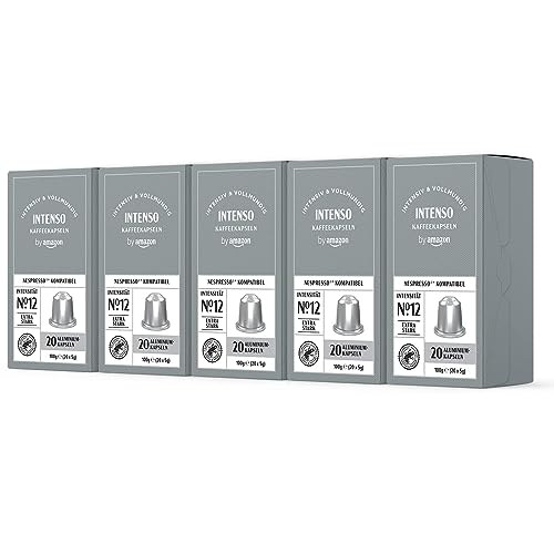 by Amazon Intenso Nespresso kompatibel Kaffeekapseln aus Aluminium, Dunkle Röstung, 100 Stück (10 Packungen mit 20) - Rainforest Alliance-zertifiziert von by Amazon