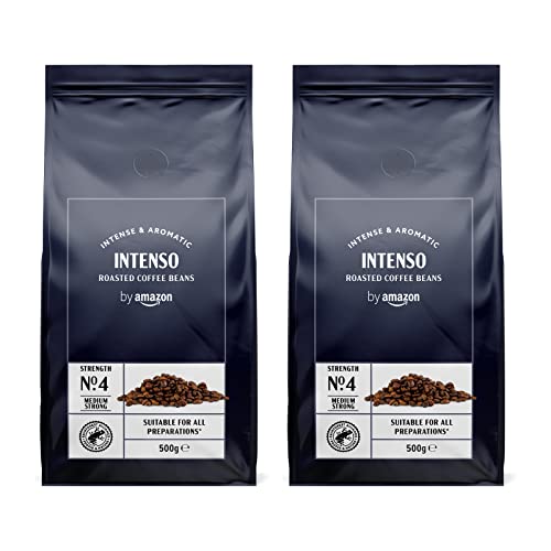 by Amazon Intenso Röstkaffee Ganze Bohnen, 1kg (2 Packs of 500g), Rainforest Alliance-Zertifizierung von by Amazon