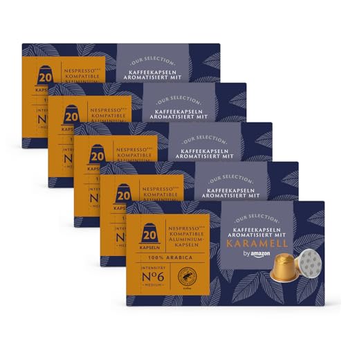 by Amazon Karamellkaffee Nespresso Kompatible Aluminium-kapseln, 100 Stück (5 Packungen x 20) – Rainforest Alliance-Zertifizierung von by Amazon