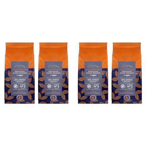 by Amazon Kolumbien Kaffeebohnen, Mittlere Röstung, 1 kg, 4 Packungen mit 500 g – Rainforest Alliance-zertifiziert von by Amazon