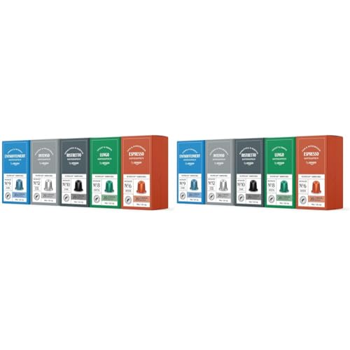 by Amazon Nespresso kompatibel Kaffeekapseln, gemischte Packung, Aluminium- Kapseln, Mittlere Röstung, 100 Stück (10 Packungen mit 20) - Rainforest Alliance-zertifiziert von by Amazon