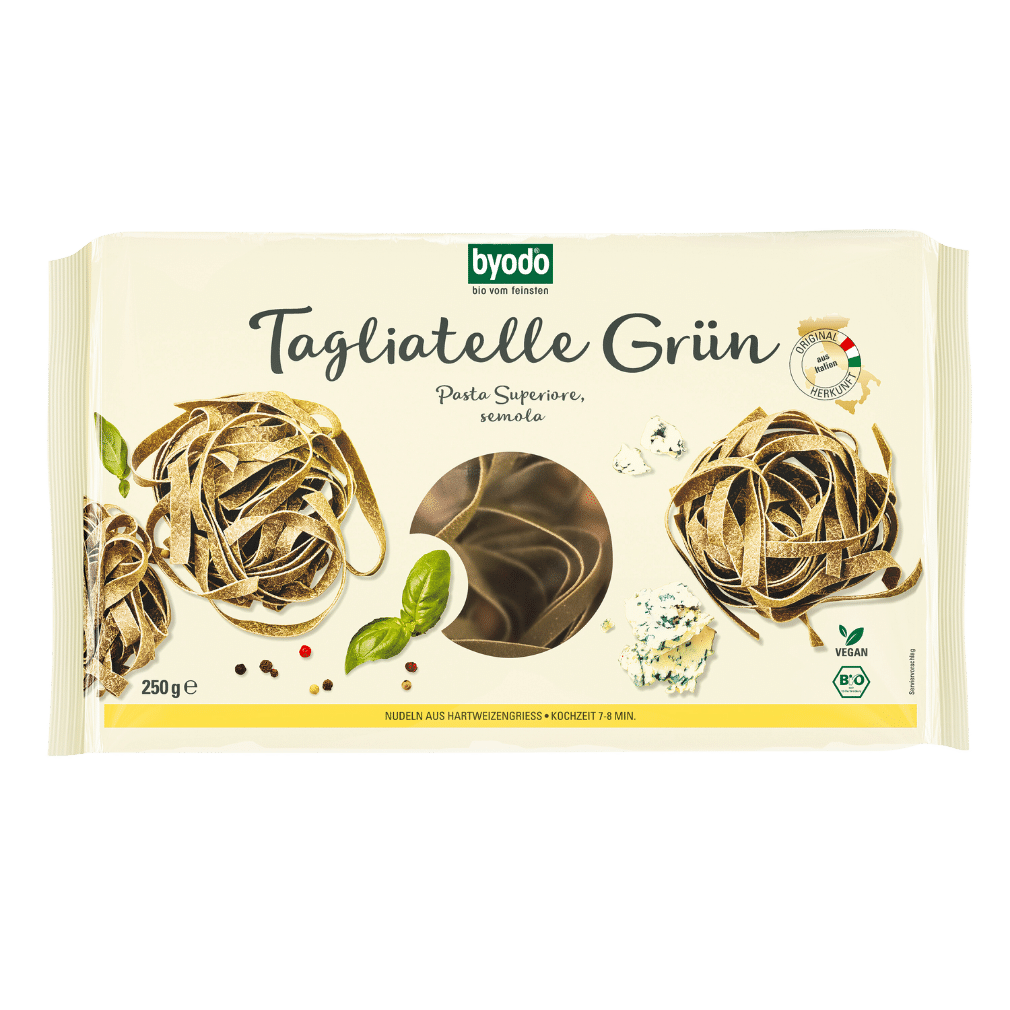 Bio Tagliatelle grün semola 250g von byodo